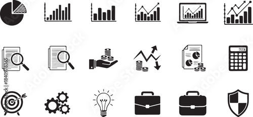 Data analysis icon vector set.