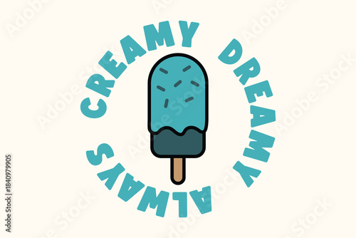 Creamy Dreamy Blue Popsicle with Sprinkles