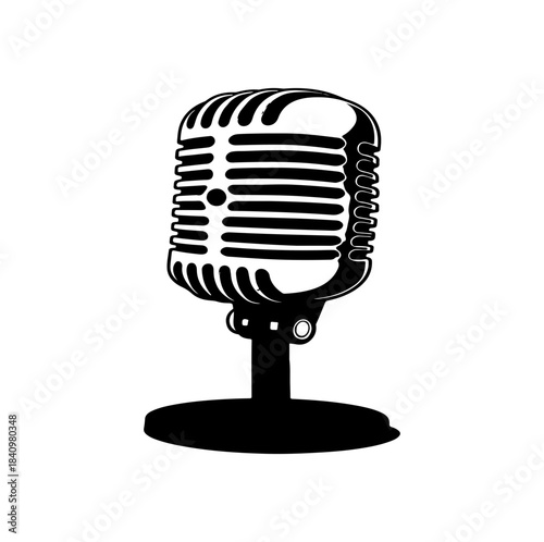 retro microphone on white background