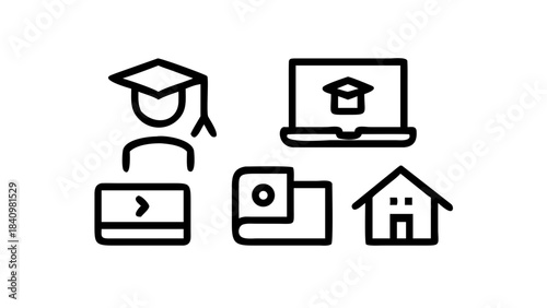 Collection of Distance Learning and Online Education Icons