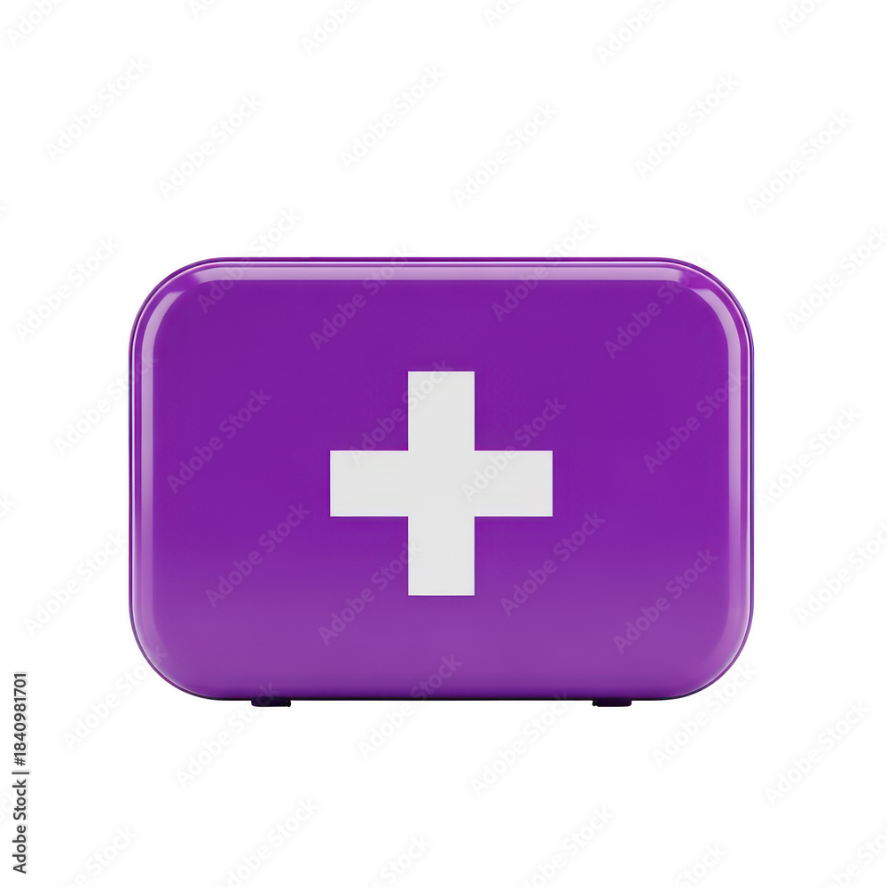 Fototapeta premium Purple first aid kit isolated on transparent background