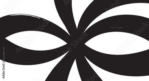 Black Abstract Ribbon Design on White Background