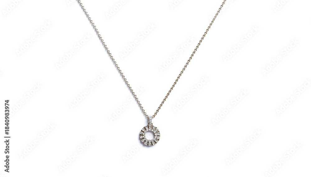 Fototapeta premium Elegant Solitaire Diamond Pendant Necklace on a Thin Chain, Showcasing Timeless Sparkle and Sophistication