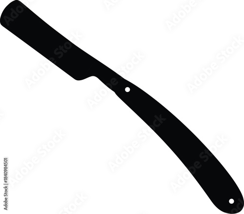 Silhouette of a vintage straight edge razor blade on a white background