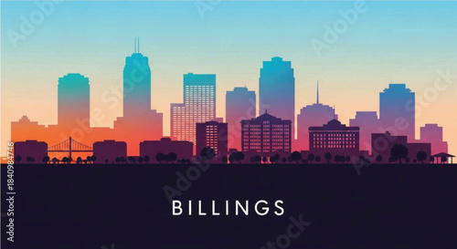 Billings montana city skyline at sunset