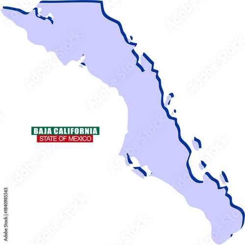 Baja California state map of Mexico