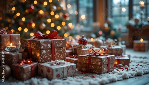 Cozy Christmas Tree Gift Scene