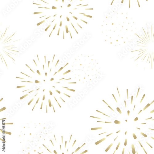 Elegant Gold Fireworks Seamless Pattern on Light Background