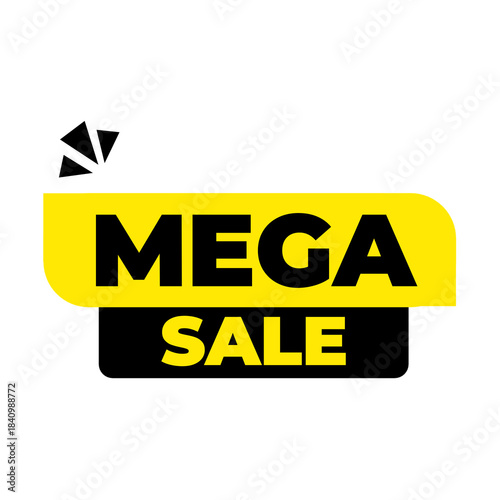10. Mega sale png, discount marketing icon, seasonal promo badge, big event banner, ecommerce shop label, business graphic