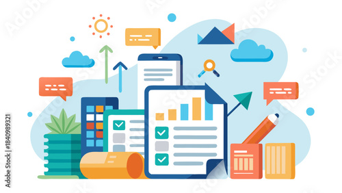 business growth and strategy concept with mobile devices and documents