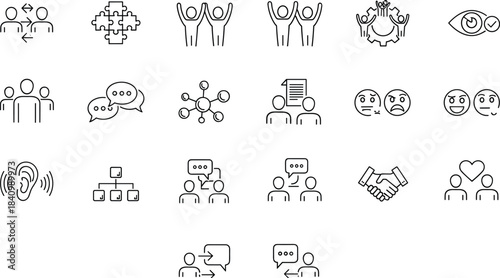 Rating, Success, and Achievement Vector Icon Set: Star, Trophy, Quality, Premium, Excellence, Winner, Review, and Award Symbols, Line Art