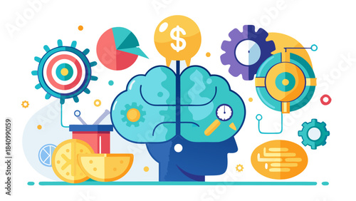 Business strategy and finance concept with brain and gears