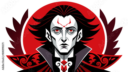 Vintage Gothic Vampire Tshirt Design Retro Dark Horror Illustration for Apparel Print