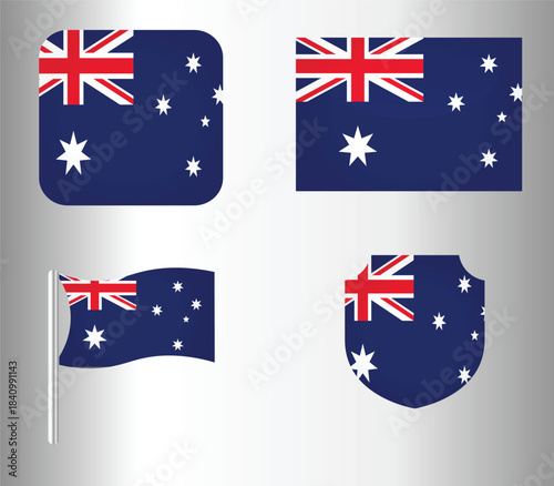Australian flag icons set of national symbols for web and app