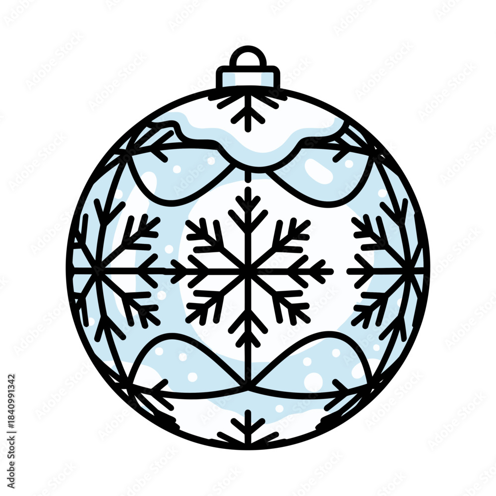 Obraz premium Winter Ornament Ball Vector with Snowflake Cut Patterns