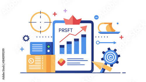 Business growth and profit increase with PRSFT analytics dashboard on laptop for financial success and investment strategy