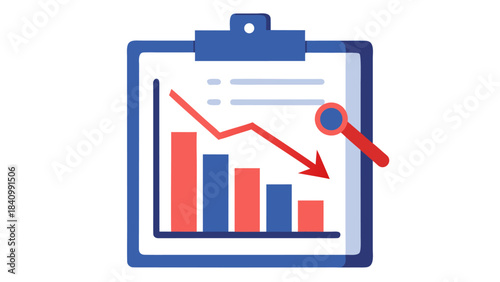 Business growth chart analysis with red pen highlighting upward trend on digital clipboard