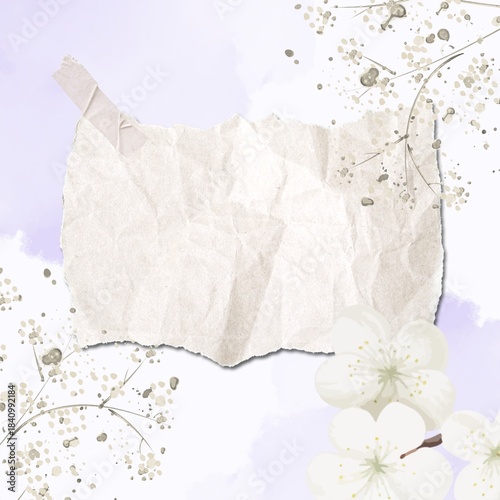Vintage grunge floral background with flower blossoms on an aged textured paper