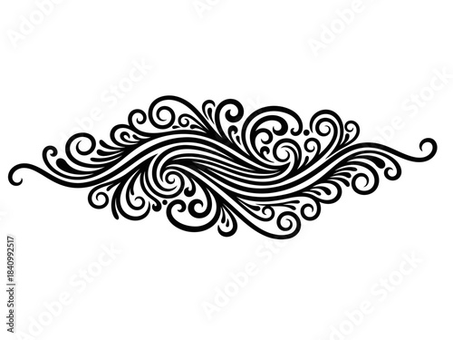 Ornamental swirling decorative design with intricate curves and elegant lines suitable for artistic projects and embellishments