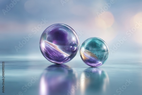 Wallpaper Mural Abstract Spheres Reflecting Light on a Smooth Surface with Bokeh Effect Torontodigital.ca