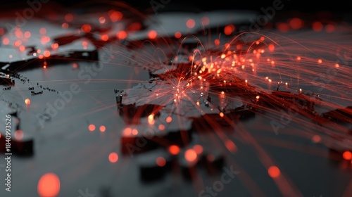 A vibrant digital map showing connections and data flow, emphasizing modern technology and innovation in network systems.