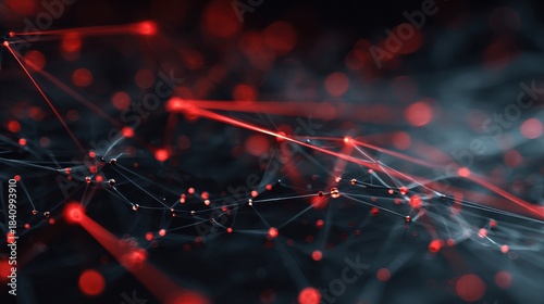 An abstract representation of digital networks showcasing vibrant red and black textures, symbolizing innovation and connectivity.