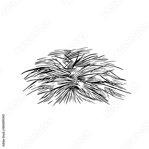 A bundle of hay. Black and white vector illustration drawn by hand. Animal feed. For the design of farm projects, as well as packaging, labels, and more.
