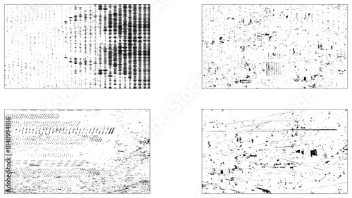 scratches and damage for magazine cover design vector illustration, Grunge material monochrome set textures with dirty old surfaces with.
