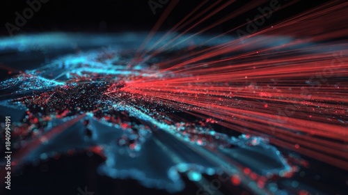 Digital representation of global connectivity with vibrant lines illustrating data flow across the world. A blend of technology and innovation.