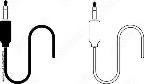 Black and white audio jack cables with plugs