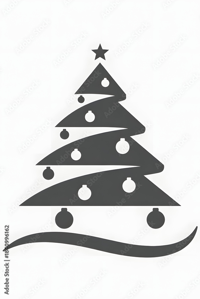 Fototapeta premium Minimalist Christmas Tree Icon Silhouette