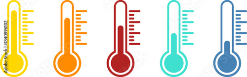 Colorful thermometers showing different temperature levels