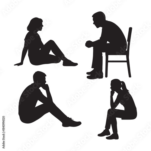 people sitting on bench or chair vector
