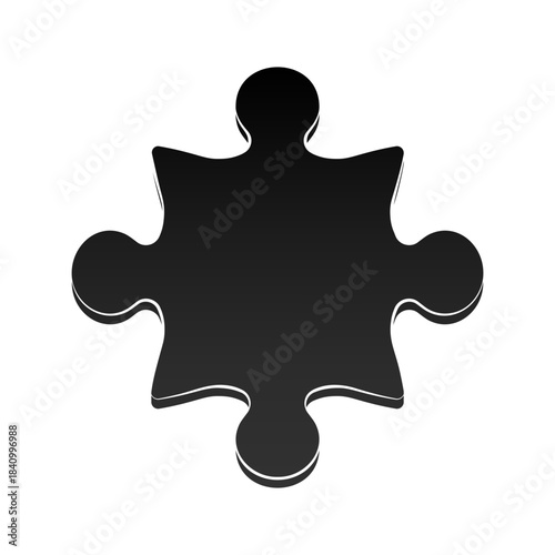 Black silhouette of a single puzzle piece without background.