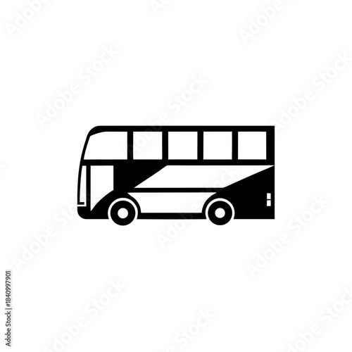 Illustration of a black double bus on transparent background silhouette