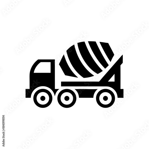 Illustration of a cement truck icon on transparent background silhouette