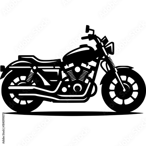 Vintage Motorcycle: A detailed silhouette of a classic motorcycle, perfect for showcasing the spirit of freedom and adventure on the open road.