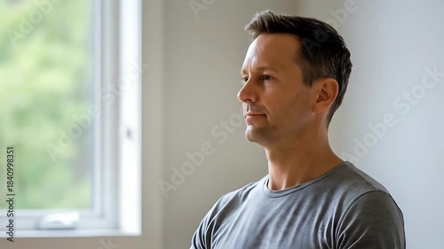 Pensive Man by Window, Natural Light Portrait