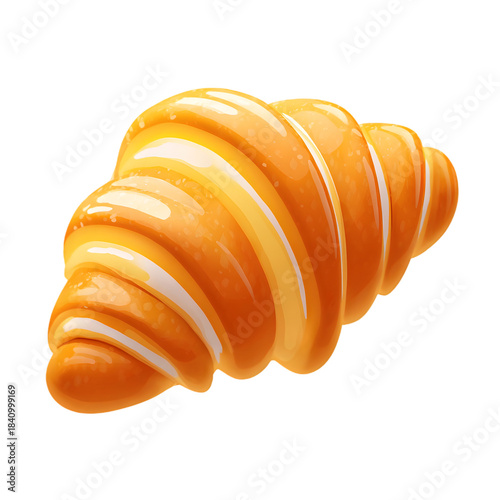 Delicious Croissant with Glaze and Sweet Creamy Drizzle