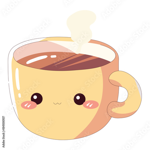 Coffee cup cartoon. Vector illustration of a cup of coffee.