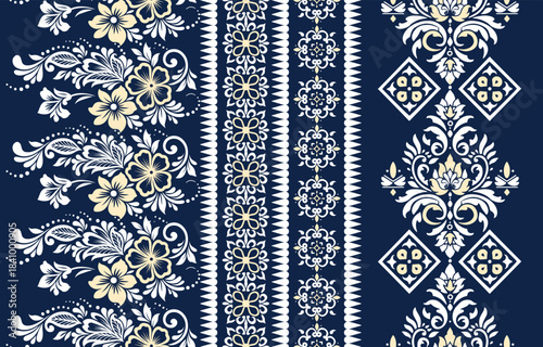 Ethnic Motifs Ikat floral paisley embroidery floral. ikat Saree Sarong oriental pattern traditional.Ikat embroidery style abstract embroidery design for texture,fabric,clothing,wrapping,decoration