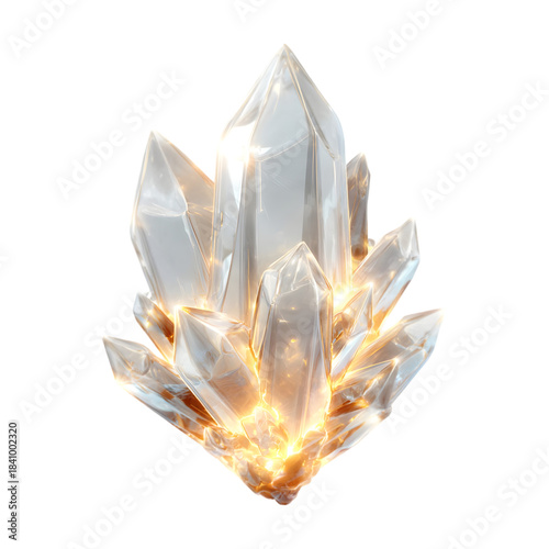 Stunning Transparent Crystal Cluster with Reflections and Light Effects