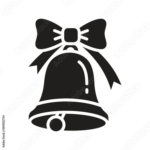 Bell with bow symbolizing party announcement and festive sound