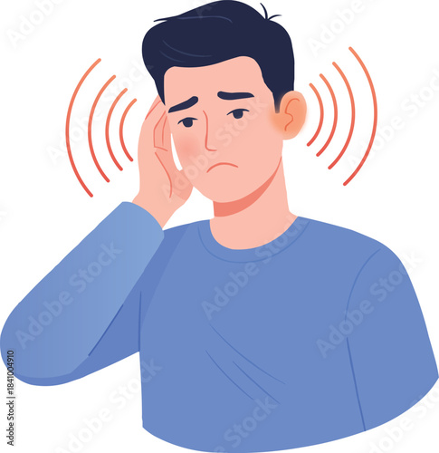 Man Experiencing Ear Pain Sensorineural Hearing Loss