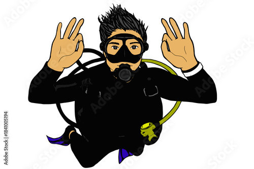 Male scuba diver with OK sign