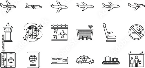 Business, Finance, Robotics, and Strategy Line Icon Set, Automation, Banking, Investment, Marketing, Corporate Law, Ideas, and Target Outline Symbols Collection.