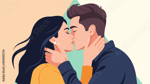 young couple kissing