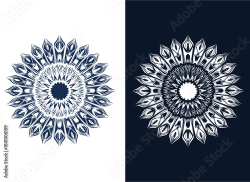 Healing Mandala Core , a healing mandala core pattern, radial symmetry spokes, clean meditative lines, isolated background, flat vector art.