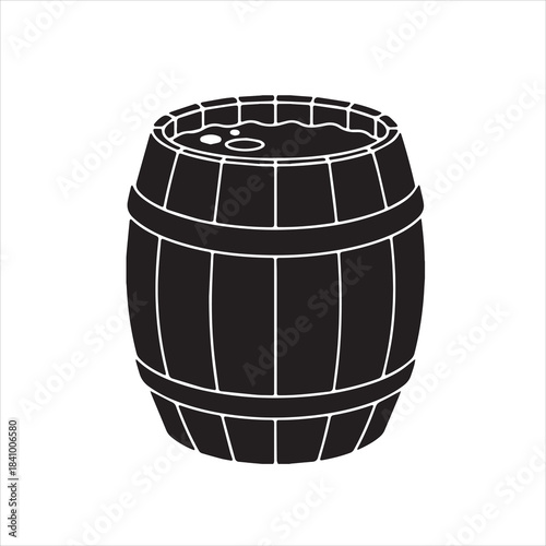  Vector silhouette wooden barrel containing liquid illustration