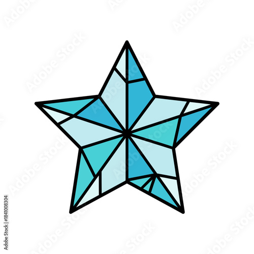 Flat Crystal Ice Star New Year Icon Vector with Bold Outline